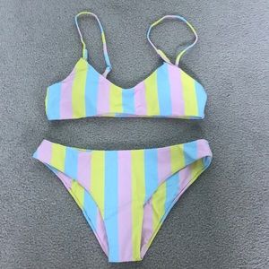 Pastel striped bikini swimsuit